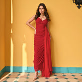 Georgette Red Loveseer Long Dress